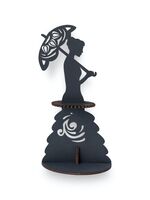 Сборная деревянная модель "Салфетница сувенирная. Дама с зонтиком" (черная)