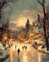 Картина по номерам с золотыми красками "В зимние сумерки" (400х500 мм)