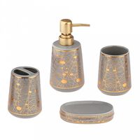 Набор для ванной комнаты "Золотые нити" (4 предмета; серый)