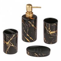 Набор для ванной комнаты "Мрамор" (4 предмета; черный)